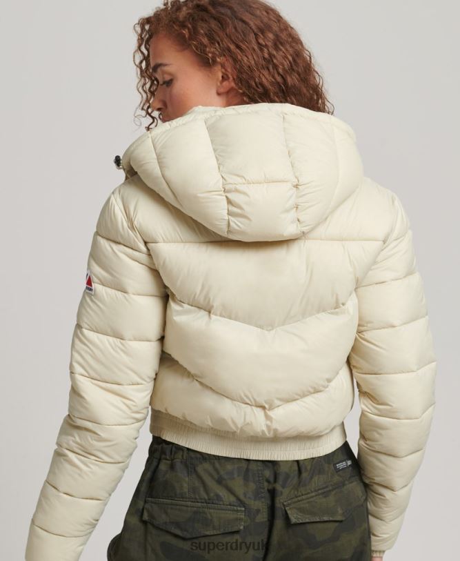 Fuji Cropped Hooded Jacket Women Beige Clothing Superdry 66N8N3804