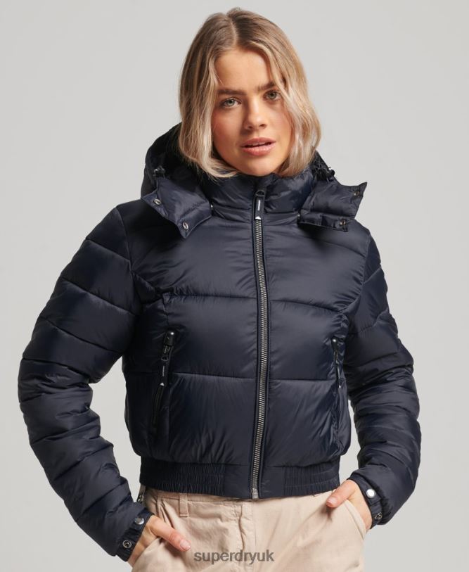 Fuji Cropped Hooded Jacket Women Navy Clothing Superdry 66N8N3803
