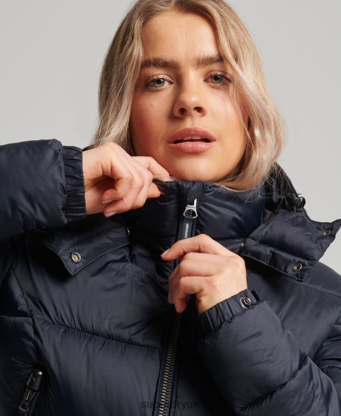 Fuji Cropped Hooded Jacket Women Navy Clothing Superdry 66N8N3803