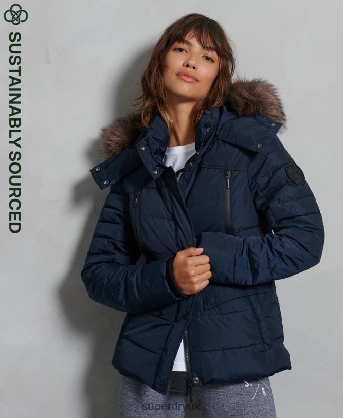 Glacier Padded Jacket Women Navy Clothing Superdry 66N8N5654