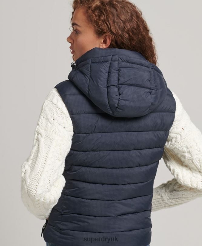 Hooded Classic Padded Gilet Women Navy Clothing Superdry 66N8N3797
