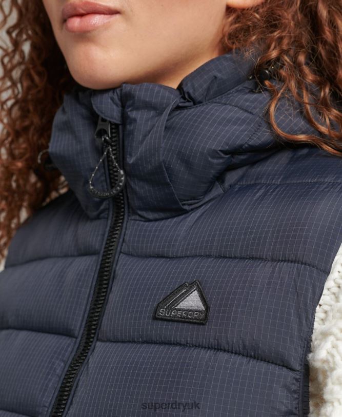 Hooded Classic Padded Gilet Women Navy Clothing Superdry 66N8N3797