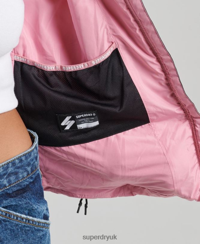 Hooded Spirit Sports Puffer Jacket Women Pink Clothing Superdry 66N8N3802