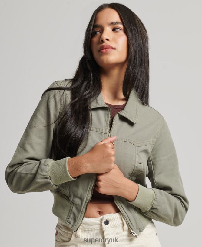 Indie Club Canvas Jacket Women Green Clothing Superdry 66N8N1956
