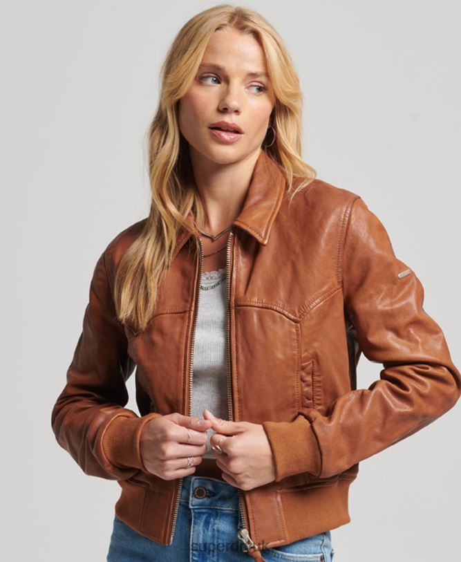 Indie Club Jacket Women Tan Clothing Superdry 66N8N5417