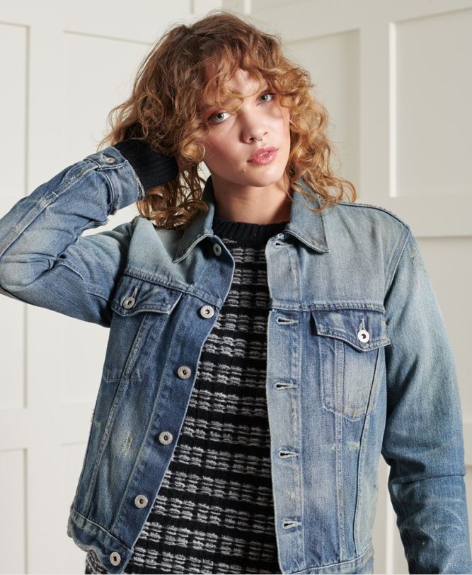 Limited Edition Dry Japanese Trucker Jacket Women Light Blue Clothing Superdry 66N8N3841