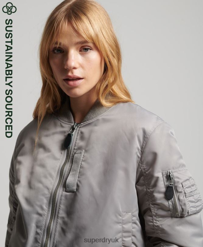 MA1 Bomber Jacket Women Grey Clothing Superdry 66N8N5699