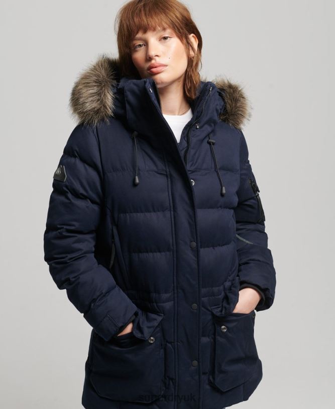 Microfiber Expedition Parka Jacket Women Navy Clothing Superdry 66N8N3658