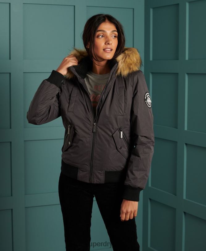 Microfibre Bomber Jacket Women Black Clothing Superdry 66N8N5712