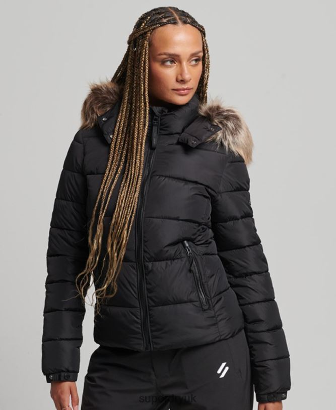 Mountain Hood Fuji Luxe Jacket Women Black Clothing Superdry 66N8N5504