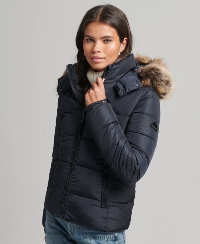 Mountain Hood Fuji Luxe Jacket Women Navy Clothing Superdry 66N8N5559