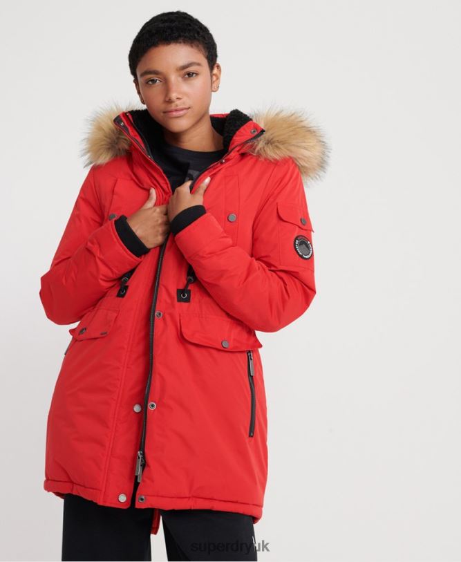 Nadare Microfibre Parka Women Red Clothing Superdry 66N8N5643