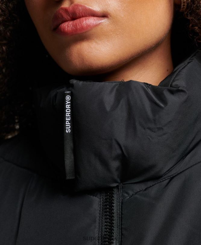 Non Hooded Sports Puffer Jacket Women Black Clothing Superdry 66N8N3800