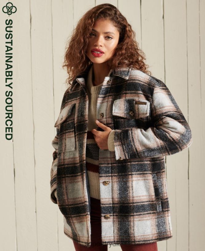 Overshirt Jacket Women Grey Clothing Superdry 66N8N5485