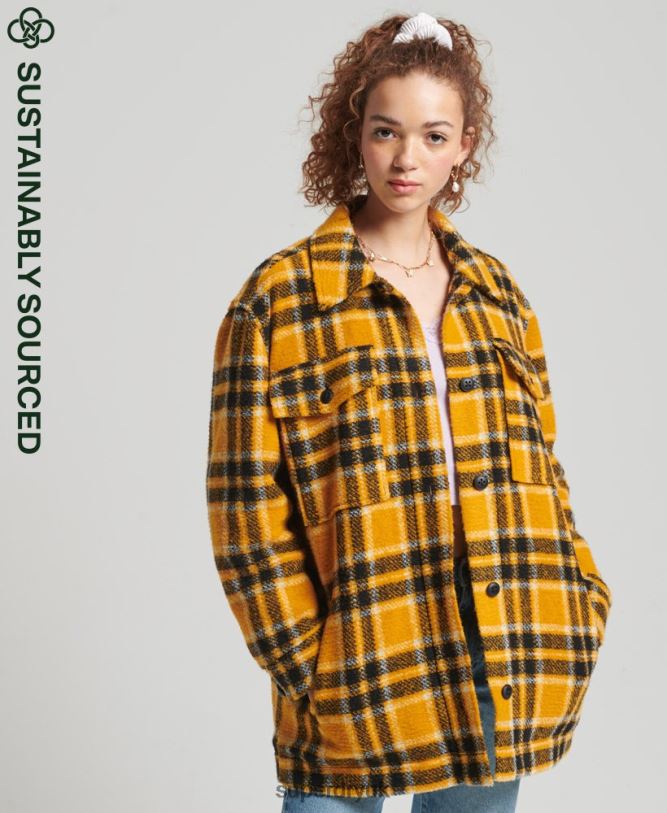 Overshirt Jacket Women Yellow Clothing Superdry 66N8N5483