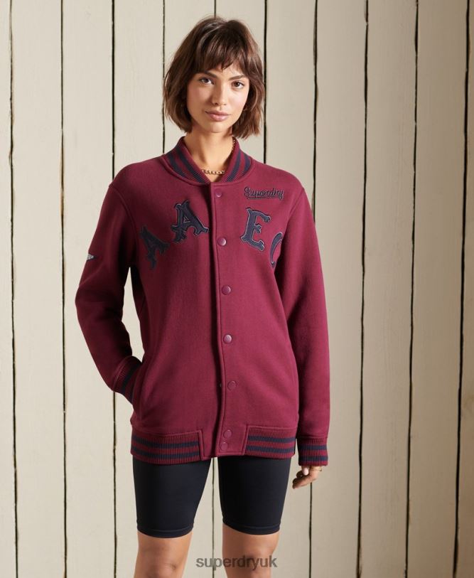 Oversized College Jersey Bomber Jacket Women Purple Clothing Superdry 66N8N5922