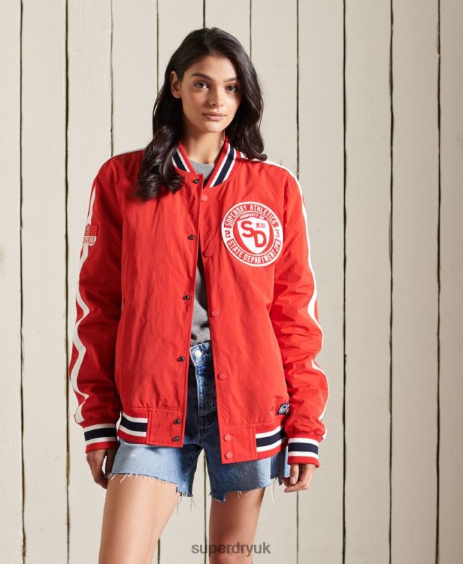 Oversized Collegiate Bomber Jacket Women Red Clothing Superdry 66N8N3842