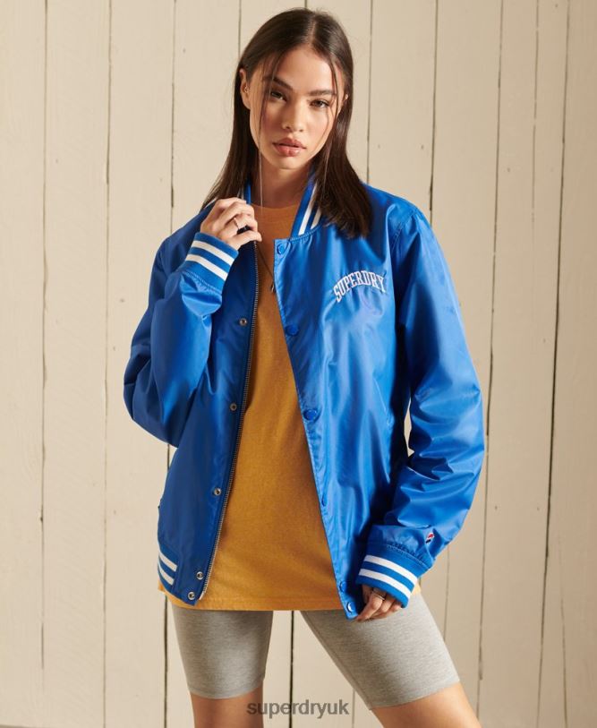 Oversized Varsity Baseball Jacket Women Blue Clothing Superdry 66N8N3852