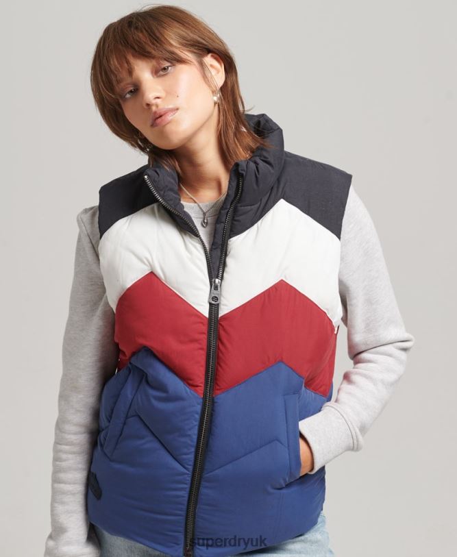 Retro Panel Puffer Gilet Women Navy Clothing Superdry 66N8N5502