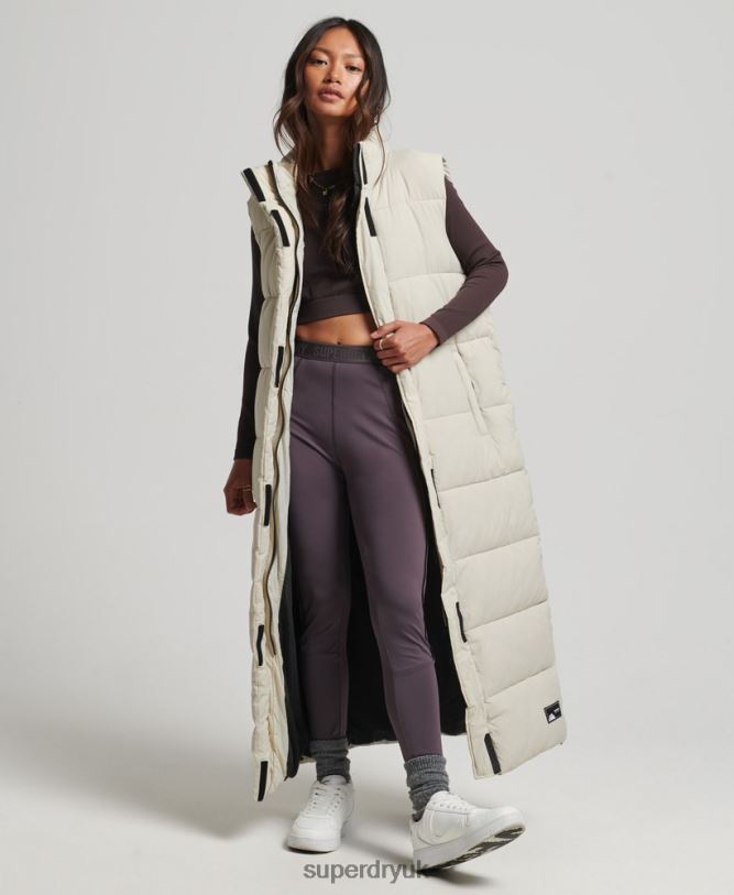 Ripstop Longline Puffer Gilet Women Beige Clothing Superdry 66N8N3651