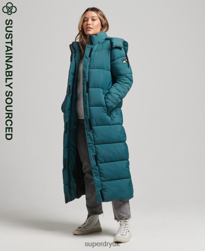 Ripstop Longline Puffer Jacket Women Green Clothing Superdry 66N8N3603