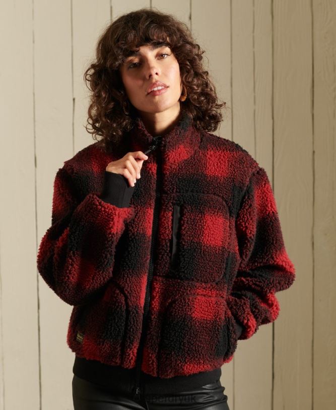 Sherpa Bomber Jacket Women Red Clothing Superdry 66N8N5484