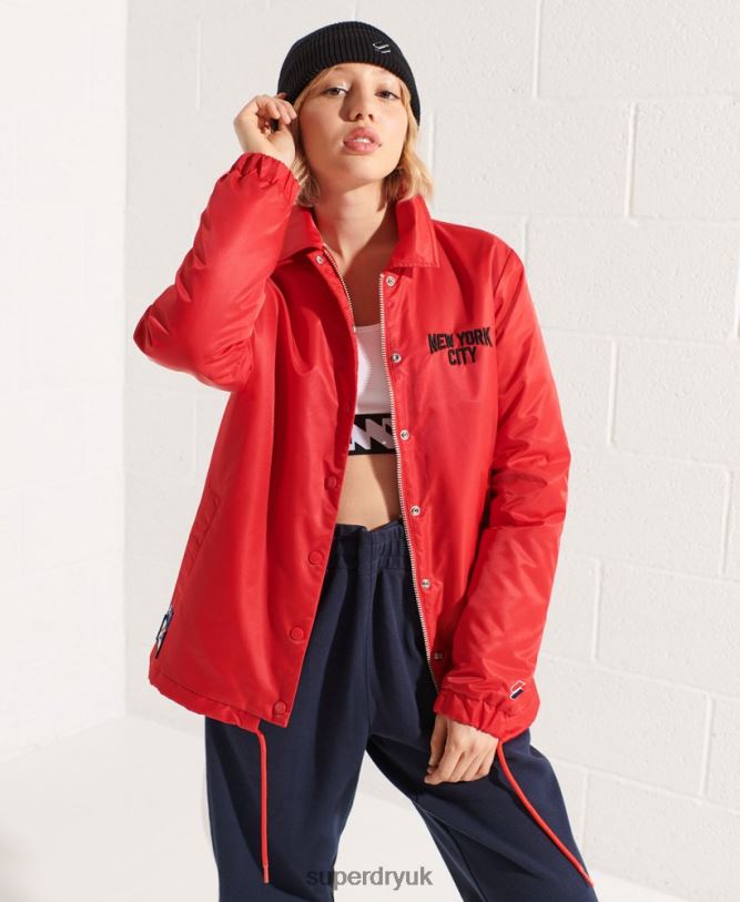 Snap Coach Jacket Women Red Clothing Superdry 66N8N5733