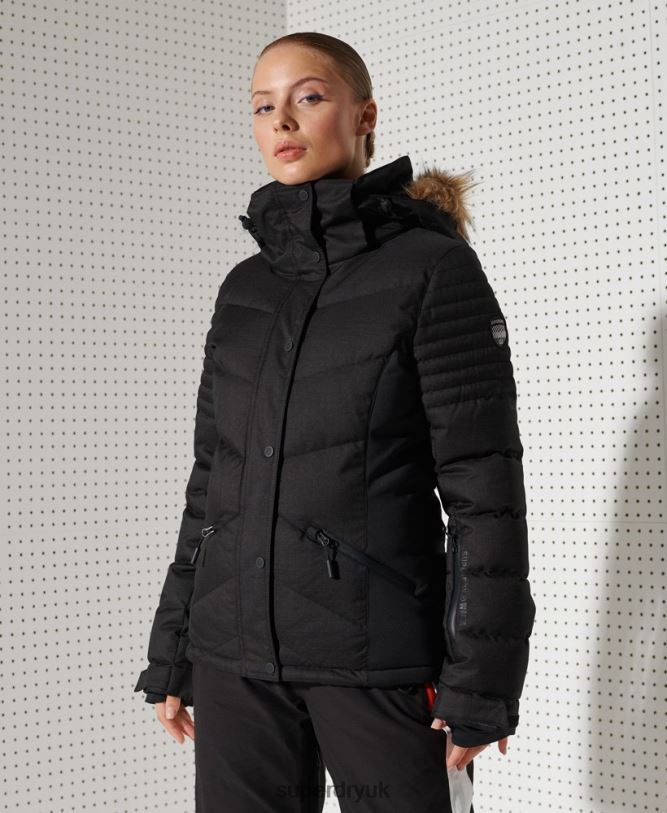 Snow Luxe Puffer Jacket Women Black Clothing Superdry 66N8N5543