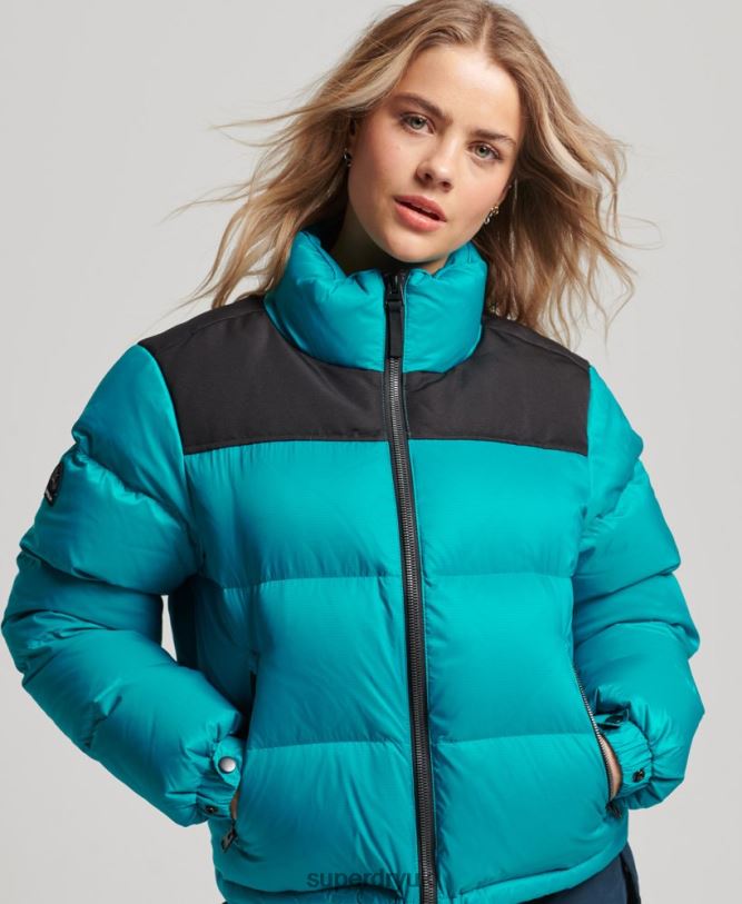 Sportstyle Code Puffer Jacket Women Green Clothing Superdry 66N8N5631