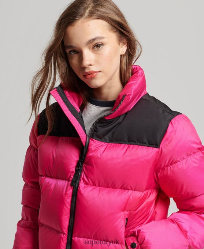 Sportstyle Code Puffer Jacket Women Pink Clothing Superdry 66N8N5491