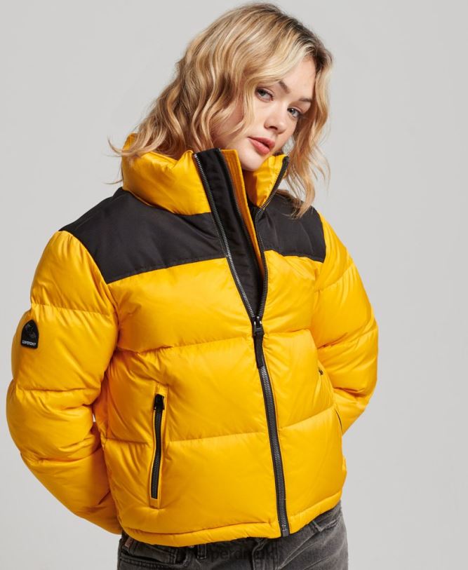 Sportstyle Code Puffer Jacket Women Yellow Clothing Superdry 66N8N5511