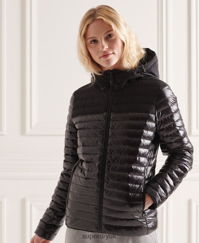 Studios Contrast Core Down Jacket Women Black Clothing Superdry 66N8N5710