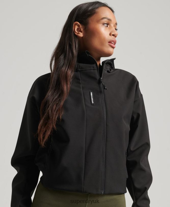 Tech Crop Softshell Jacket Women Black Clothing Superdry 66N8N5432