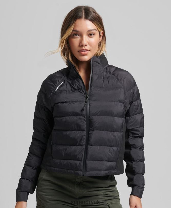 Tech Hybrid Track Jacket Women Black Clothing Superdry 66N8N5650