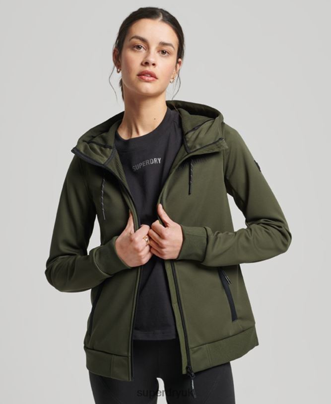 Tech Softshell Jacket Women Khaki Clothing Superdry 66N8N5614
