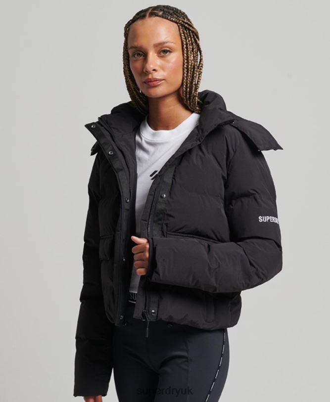 Train Boxy Puffer Jacket Women Black Clothing Superdry 66N8N5596