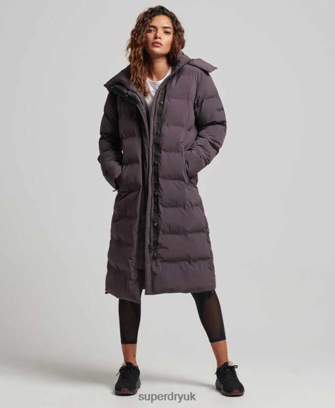 Train Longline Padded Jacket Women Purple Clothing Superdry 66N8N6342
