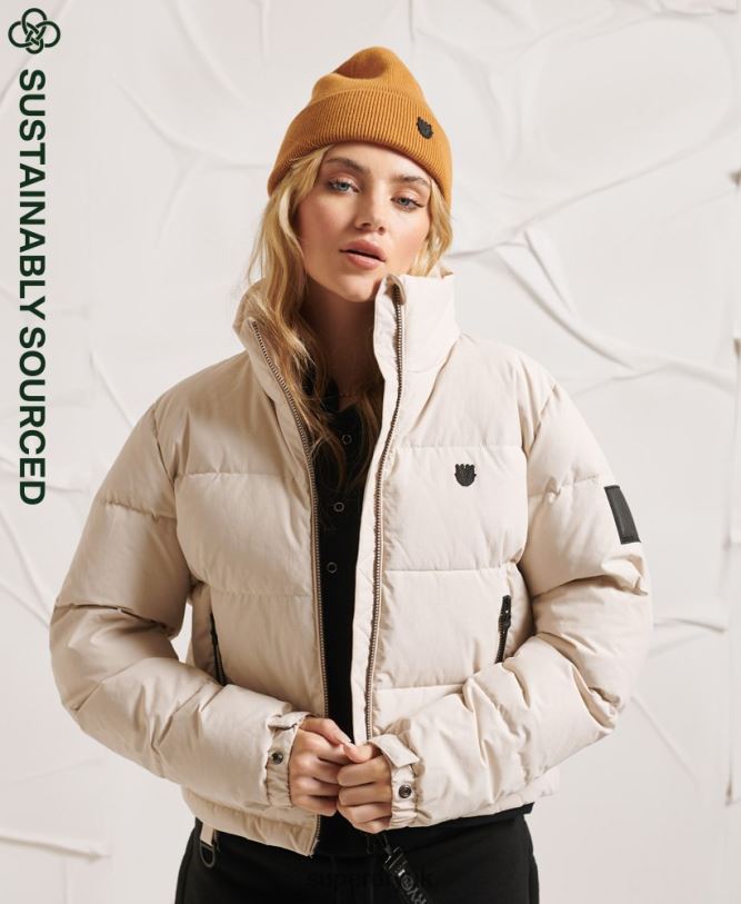 Yama-No-Kami Down Puffer Jacket Women Light Grey Clothing Superdry 66N8N5730