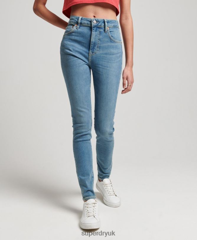 Organic Cotton High Rise Skinny Denim Jeans Women Blue Clothing Superdry 66N8N3880
