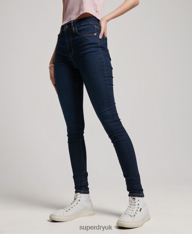Organic Cotton High Rise Skinny Denim Jeans Women Dark Blue Clothing Superdry 66N8N3891