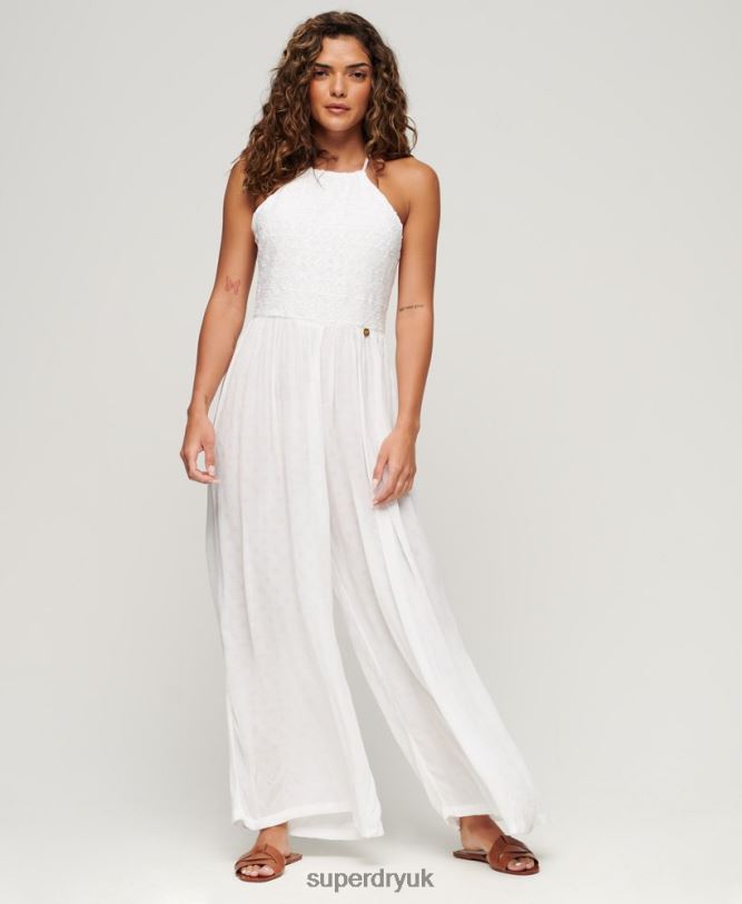 Embroidered Jumpsuit Women White Clothing Superdry 66N8N2040