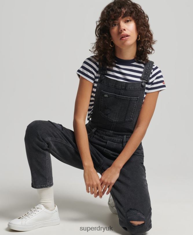 Slim Taper Dungarees Women Black Clothing Superdry 66N8N4106