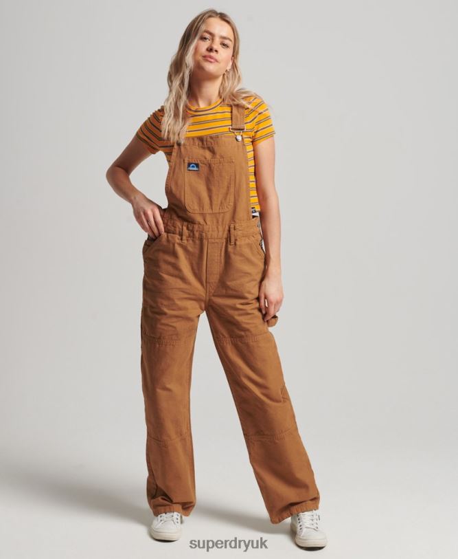 Vintage Carpenter Dungarees Women Brown Clothing Superdry 66N8N4094