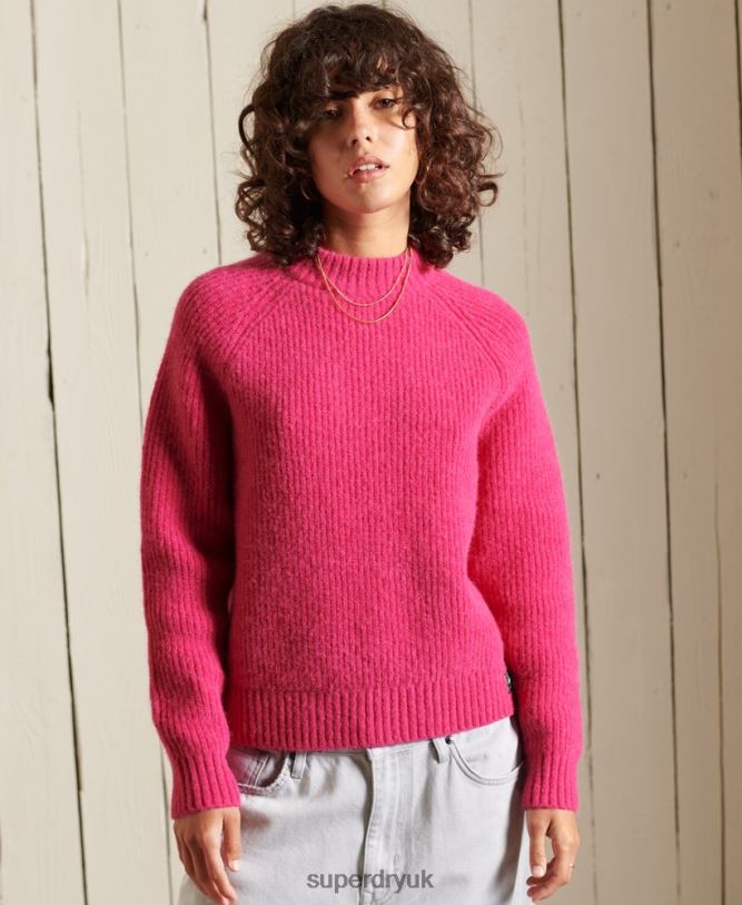 Alpaca Blend Crew Jumper Women Pink Clothing Superdry 66N8N6670
