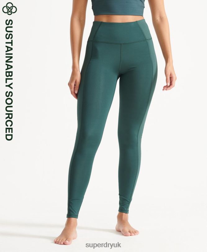 Flex Ribbed Tights Women Green Clothing Superdry 66N8N4090