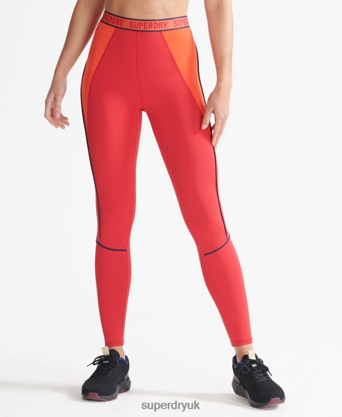 Train Branded Elastic Tight Leggings Women Red Clothing Superdry 66N8N4085