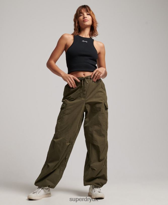 Baggy Parachute Pants Women Green Clothing Superdry 66N8N2095