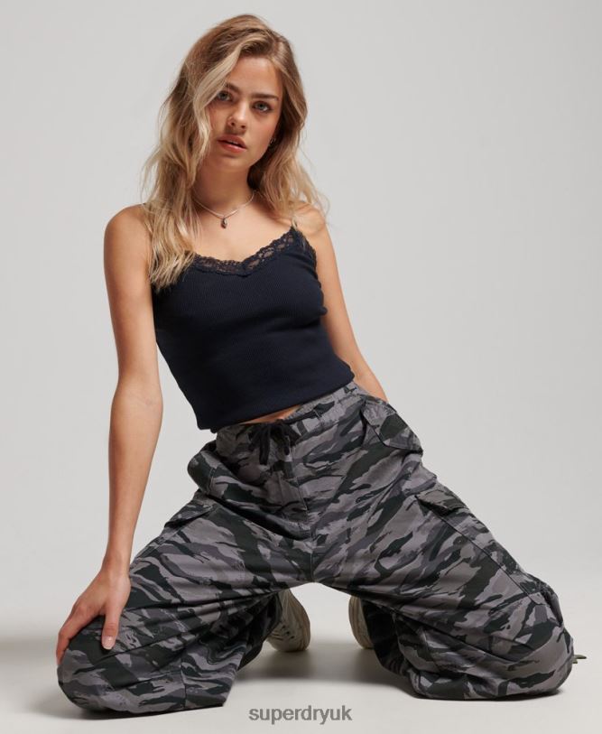 Baggy Parachute Pants Women Green Clothing Superdry 66N8N2129