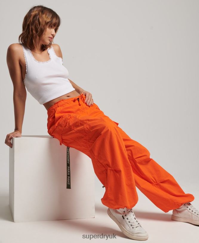 Baggy Parachute Pants Women Orange Clothing Superdry 66N8N1973
