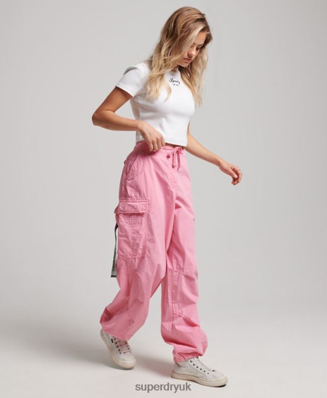 Baggy Parachute Pants Women Pink Clothing Superdry 66N8N1989